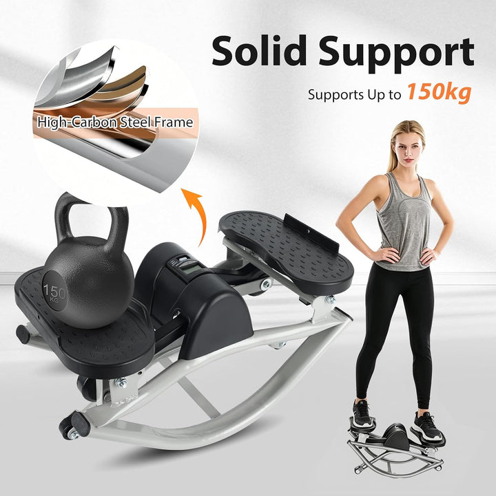 Rock Stepper Maschine, Gym Step Machine, Treppenstepper mit Zähler & elastischen Zugseilen, inklusiv