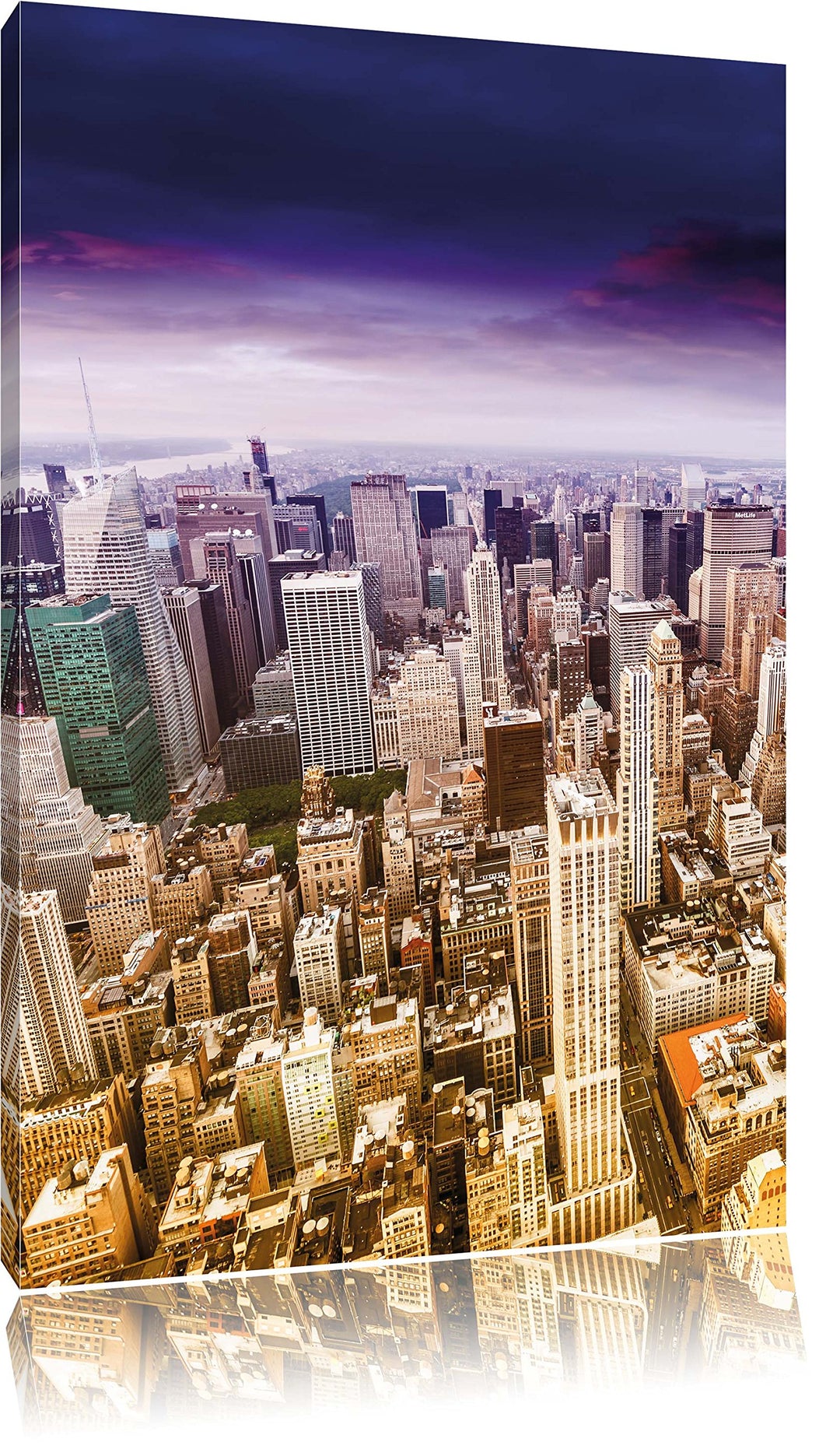 Pixxprint Skyline New York - Blick vom Dach des Empire State Building, Format: 100x70 auf Leinwand,