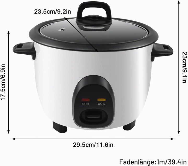 Reiskocher mit Warmhaltefunktion, Elektrischer Rice Cooker klein 1 Liter, Antihaftbeschichtete, mit