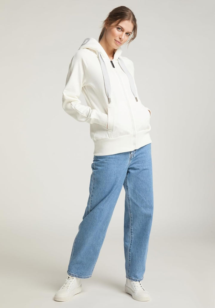 Elbsand Kelda Damen Sweatjacke mit Kapuze, Zip-Jacke, Reissverschluss XS Cloud White, XS Cloud White