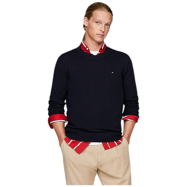 Tommy Hilfiger Herren Pullover Chain Ridge Structure C Neck Baumwolle S Blau (Desert Sky), S Blau (D