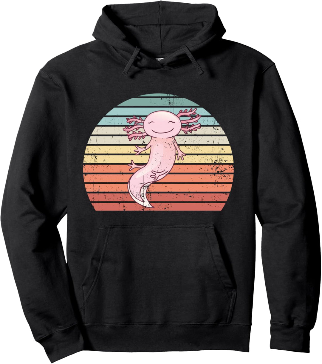 Süsses Axolotl Retro Kawaii Tiere Sonnenuntergang Geschenk Pullover Hoodie