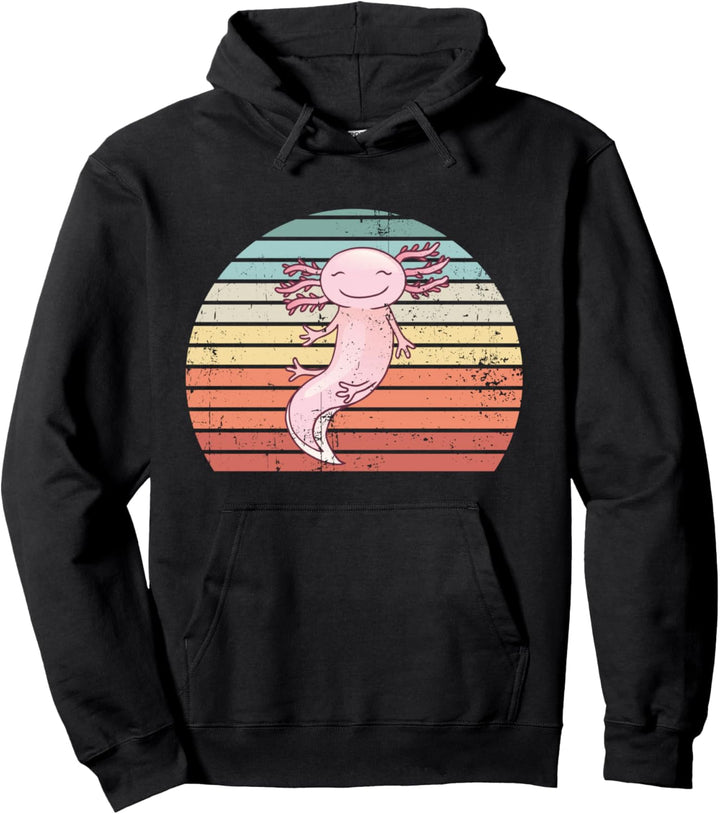 Süsses Axolotl Retro Kawaii Tiere Sonnenuntergang Geschenk Pullover Hoodie