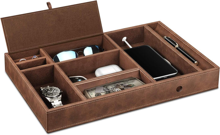 SITHON Taschenleerer Tisch Organizer, 8 Fäche Tablett Organizer Ablage Aufbewahrungsbox Kunstleder N