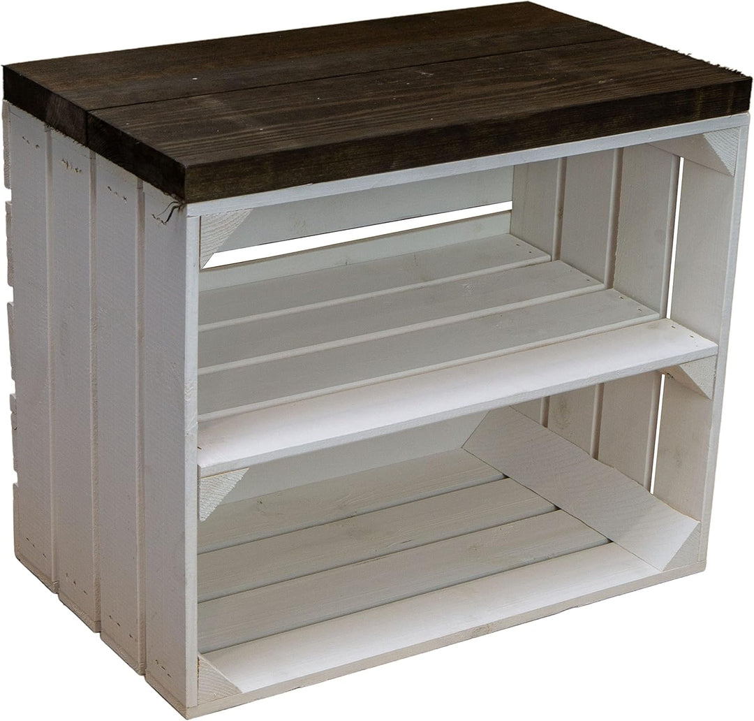 Kistenkolli Altes Land 2er Set Obstkiste aus Holz &amp; Holzplanken Schuhschrank Hocker Sitzbank Weinabl
