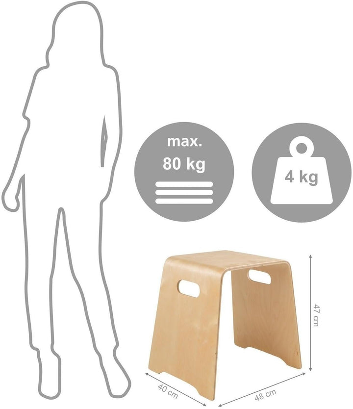 Home4You Sitzhocker - Stapelbar - Belastbar bis 80 kg - 47 x 45 x 42 cm - Braun - Birkenholz - Stape