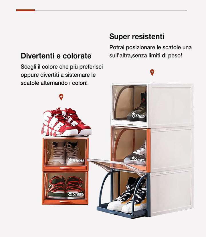 S.I.C Schuhbox, Schuhaufbewahrungsbehälter, Schuhregal mit ausziehbarer Schublade, Aufbewahrung, fal