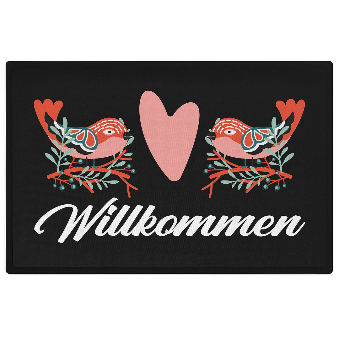 Trendation - Willkommen Vogel Grafik Fussmatte Geschenk Schöne Fussmatte Aussen und Innenbereich 60x