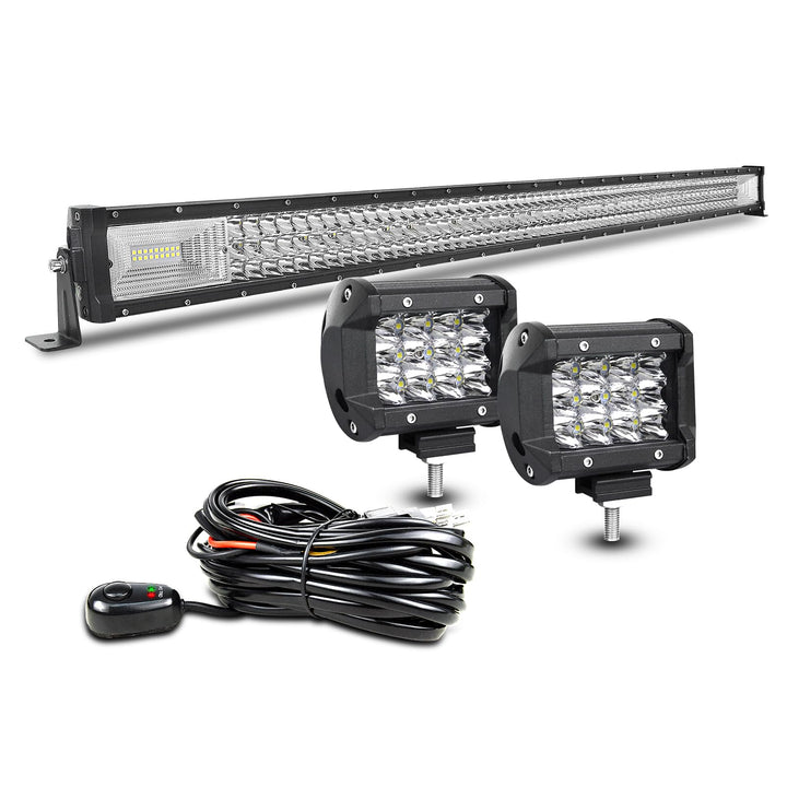 AUXTINGS LED Zusatzscheinwerfer Scheinwerfer mit 3 Reihen 127 cm 648W LED Nebelscheinwerfer, 10cm le