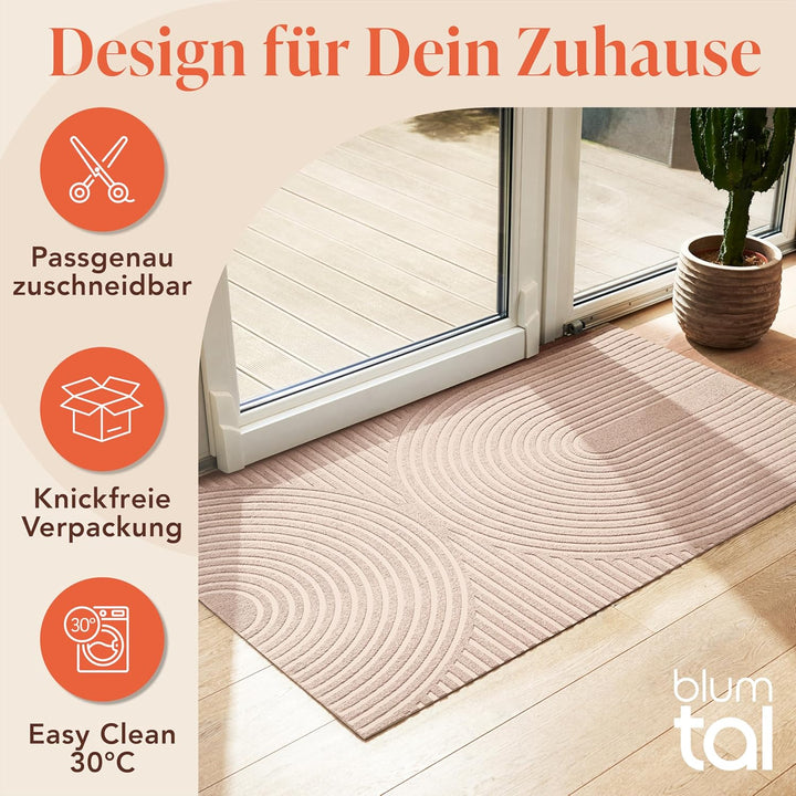 Blumtal Fussmatte 40x60 cm - rutschfeste Schmutzfangmatte - Fussabtreter mit Muster - Fussmatten Hau