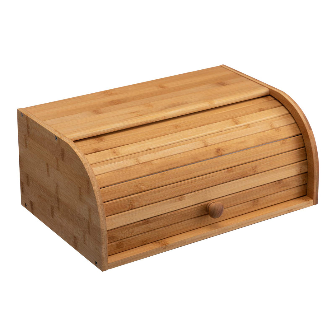 HollyHOME Brotkasten Bambus Gross Natürliche Bambus-Brotkästen für die Küche, Rolltop-Brotaufbewahru