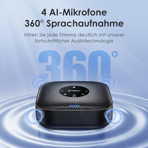EMEET C960 1080P Webcam & M0 Plus Konferenzlautsprecher - 4 AI-Mikrofon-Arrays für 360° Abdeckung in