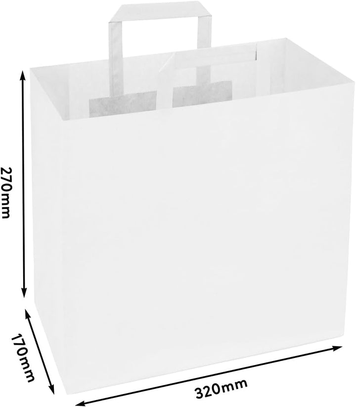 verpacking 250 Papiertragetaschen mit Flachhenkel 27 x 32 x 17 cm Weiss - Papiertüten Bio Papiertasc