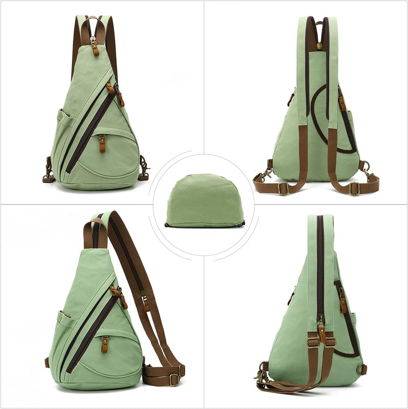 KL928 Canvas Sling Bag Rucksack Damen und Herren – Schulterrucksack Umhängetasche Crossbag Verstellb