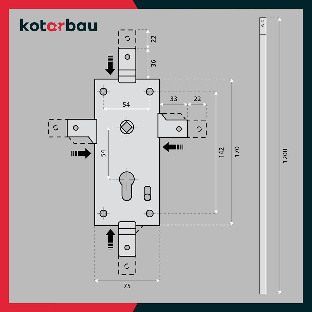KOTARBAU® Garagenschloss 60 mm Stahl Set Torschloss Profilzylinder für Schwingtore Garagentorschloss