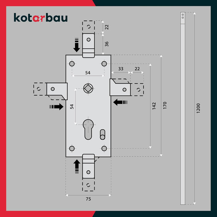 KOTARBAU® Garagenschloss 60 mm Stahl Set Torschloss Profilzylinder für Schwingtore Garagentorschloss