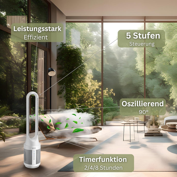 Echos® Turmventilator leise mit Fernbedienung – Energiesparender Standventilator/Säulenventilator mi