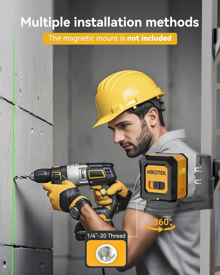 Kreuzlinienlaser, NIKOTEK Laser Wasserwaage (Vertikale/Horizontale Laser, Arbeitsbereich: 15 m, IP54