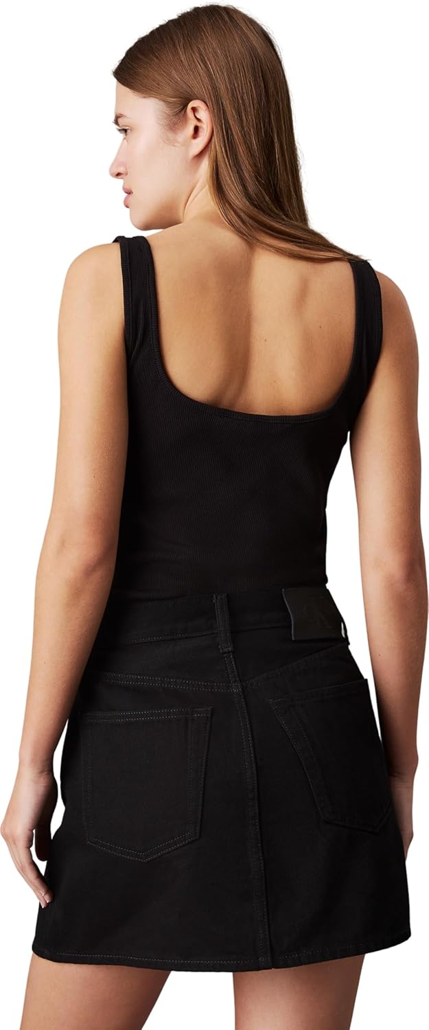 Calvin Klein Jeans Damen Ck Rib Tank Top Andere Strickoberteile S Ck Black, S Ck Black
