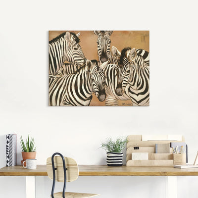 ARTland Leinwandbilder Wandbild Bild auf Leinwand Peter Lang Zebras Tiere Wildtiere Zebra Malerei Or