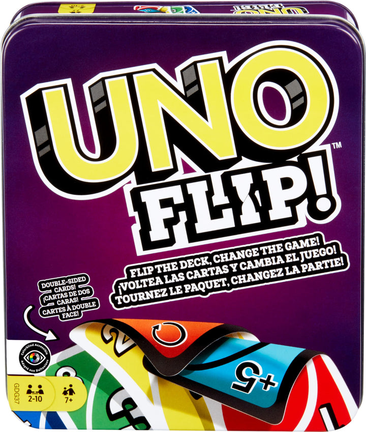 Mattel Games UNO Flip in robuster Metalldose - Das Klassische Kartenspiel mit neuem Twist, für die g