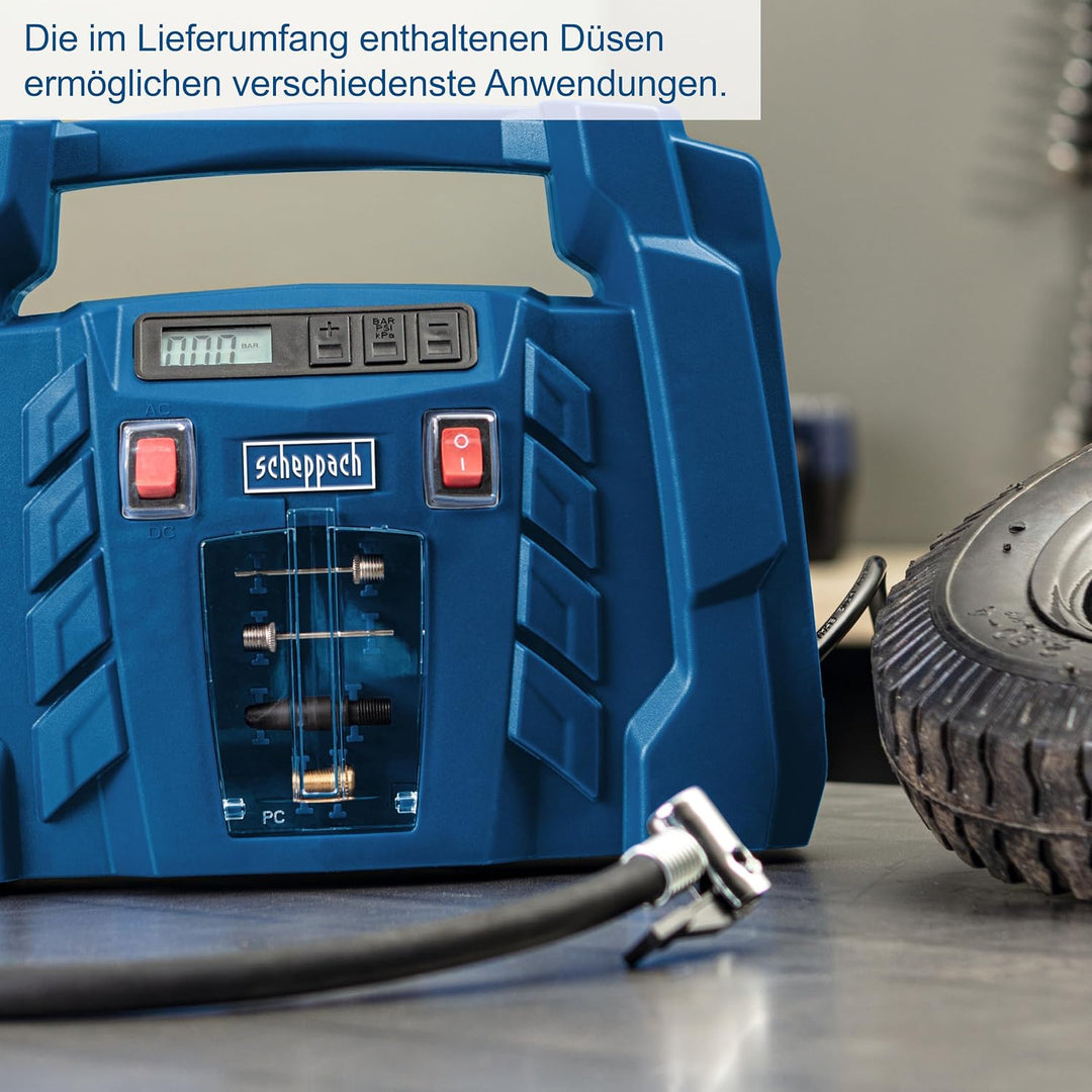 Scheppach Kompressor Airforce 5 mit digitaler Anzeige &amp; 12V, 230V Anschluss, Airforce 5