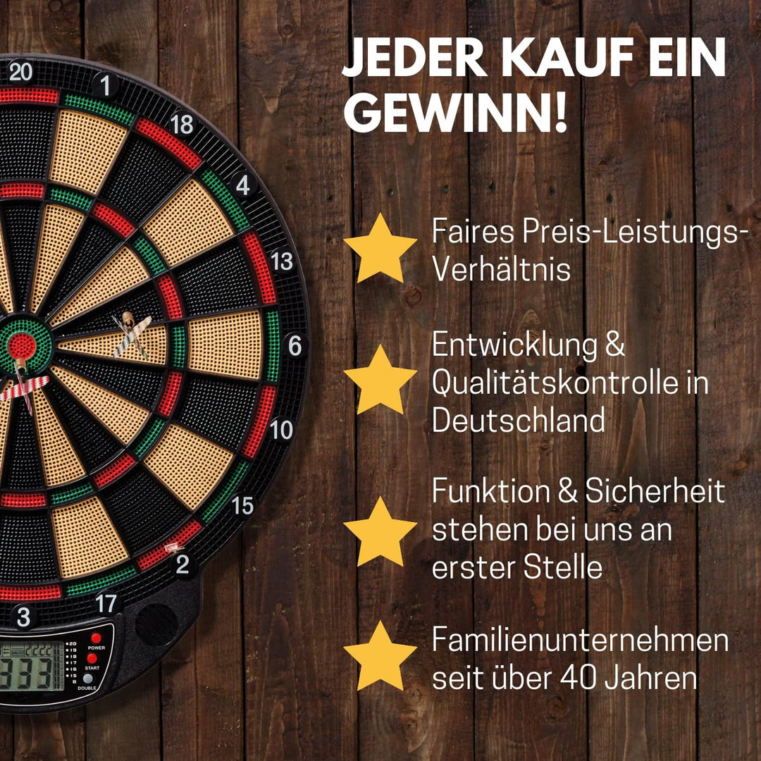 Best Sporting Dartscheibe elektronisch Exeter I elektronische Dartscheibe mit LED-Anzeigen I E-Darts