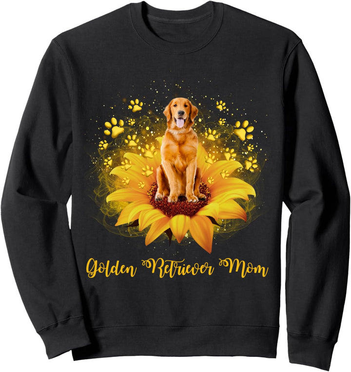 Golden Retriever Mom Sunflower With Dog Paw Mother's Day Sweatshirt