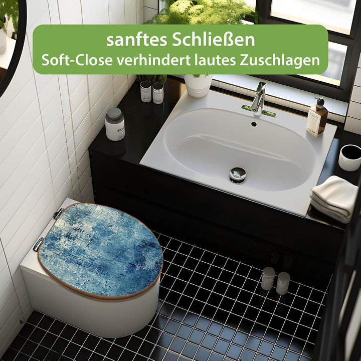 banjado Design WC Sitz Bambus Absenkautomatik 45,8x37,5cm - Toilettendeckel mit Absenkautomatik Holz