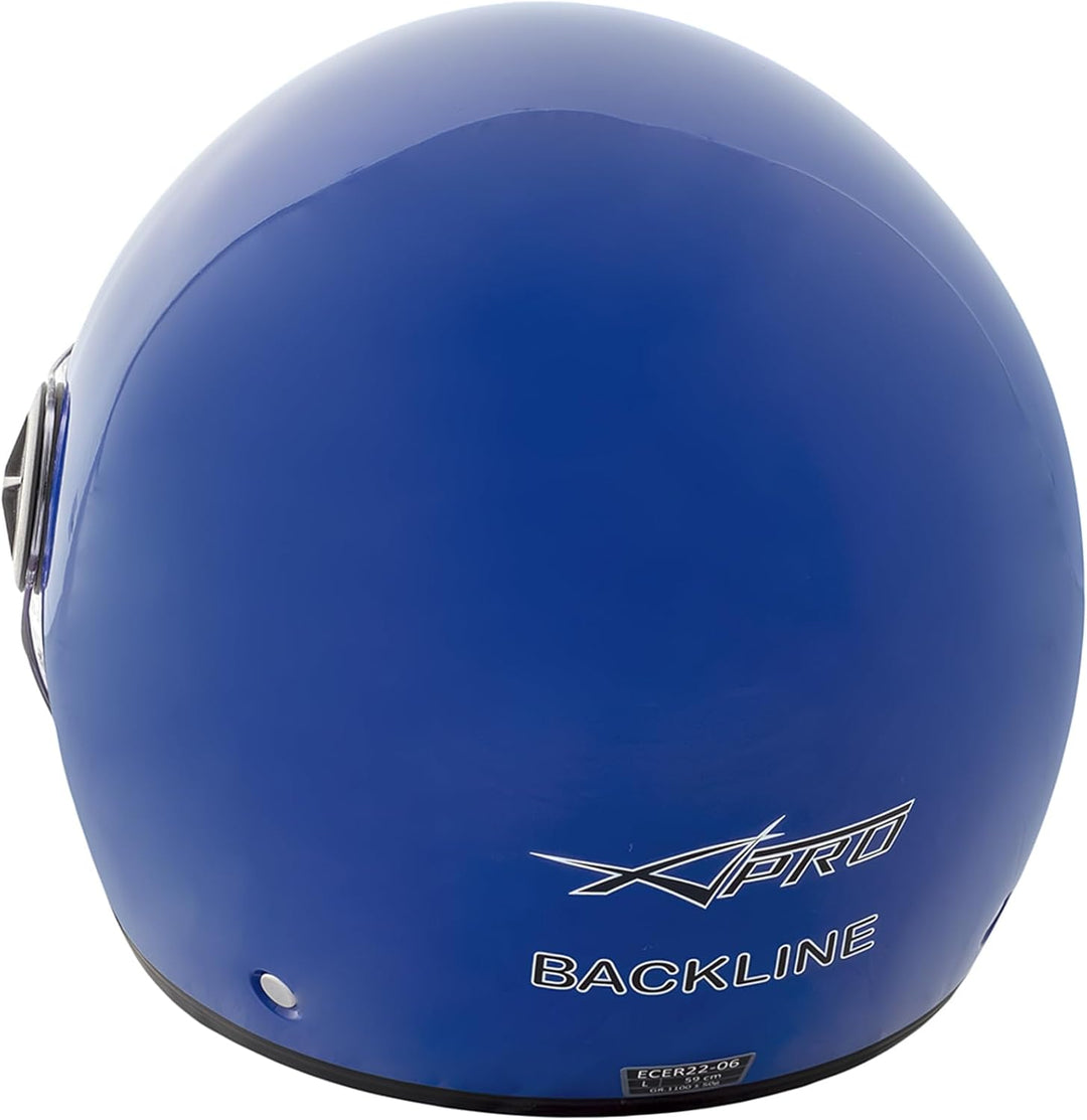 Motorradhelm Quad Roller Offenes JetHelm Viser ECE 22 06 Polierten Blau M 57-58 cm ( M) Blau, 57-58