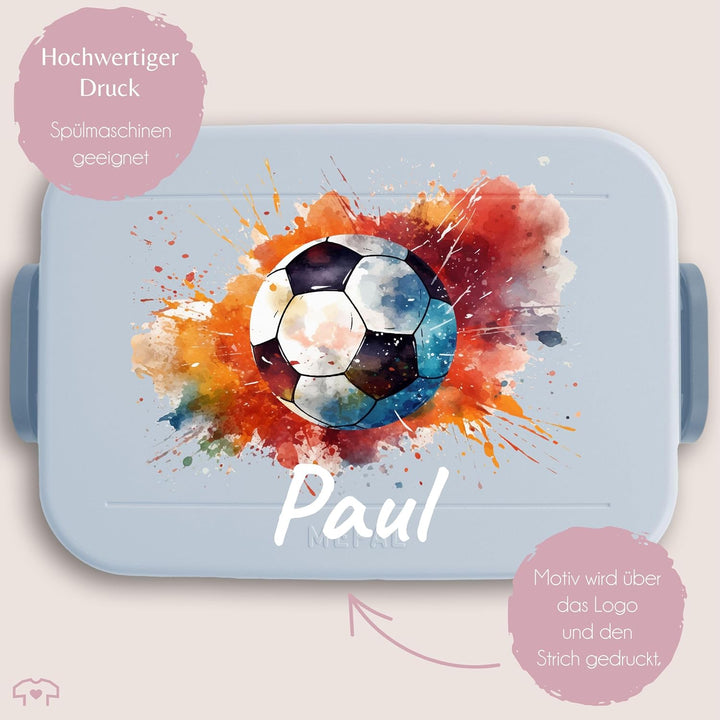 Kinder Bento Box Midi Lunchbox für Mepal Bentobox - Fussball Brotdose mit Name personalisiert I Gesc
