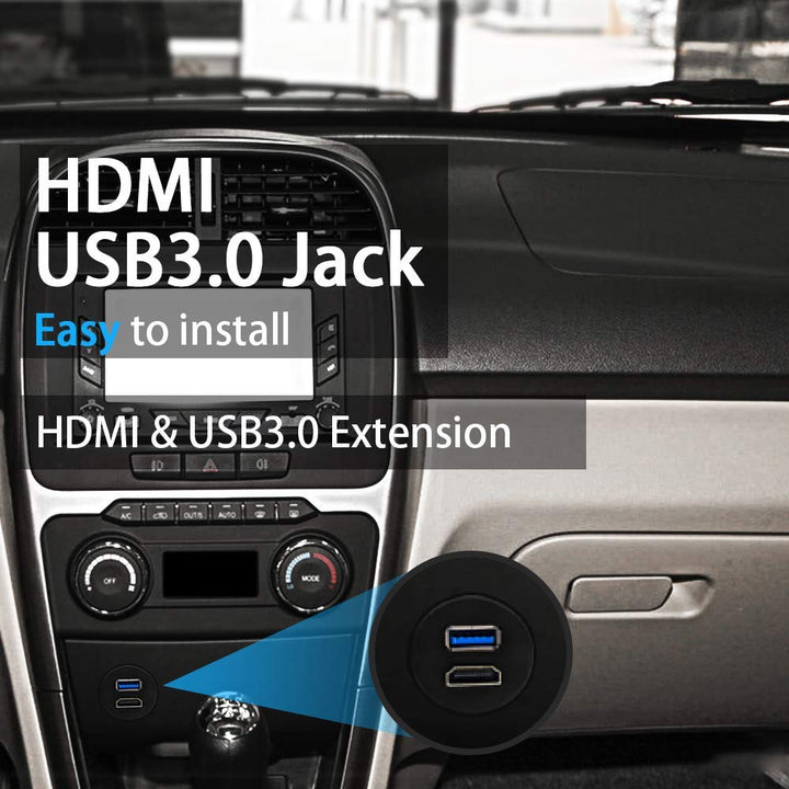 Duttek USB & HDMI Panel Flush Mount Kabel 2M/6.56FT, USB 3.0 & HDMI Stecker to Buchse Verlängerung M