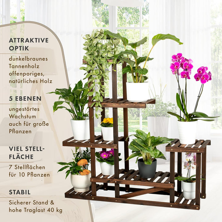 TTL HOME Pflanzenregal SKYLINE 2erSet - 96 x 97 x 25 cm Natur Holz braun Pflanzentreppe Blumenbank 9