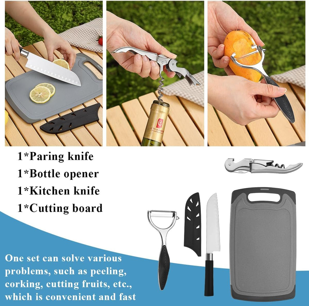 Kyraton Camping Kochgeschirr Set 15 Stück, Edelstähle Campingausrüstung, Ldeal Für Backpacking, Gril