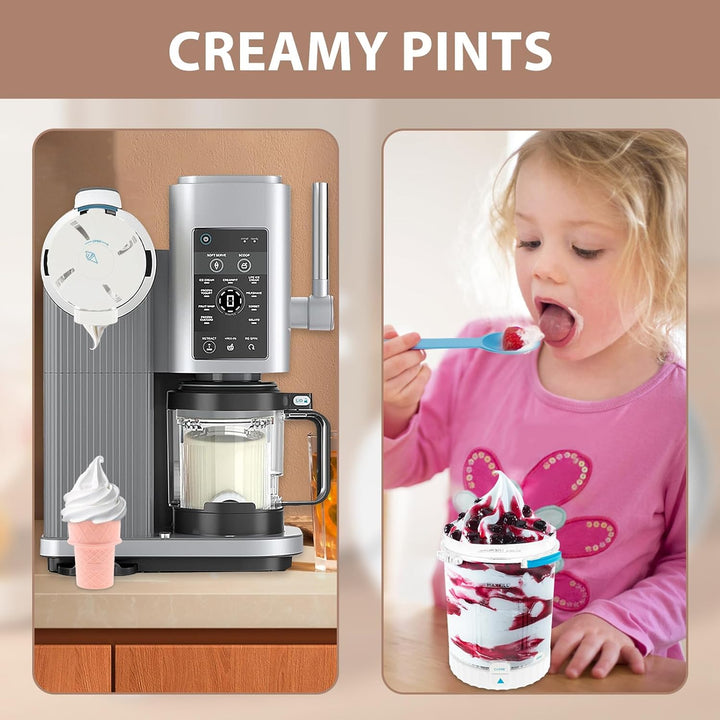 2 Stück Ninja Swirl Creami Behälter 500ML Eisbehälter Auslaufsicher Pint Behälter mit Eisportioniere