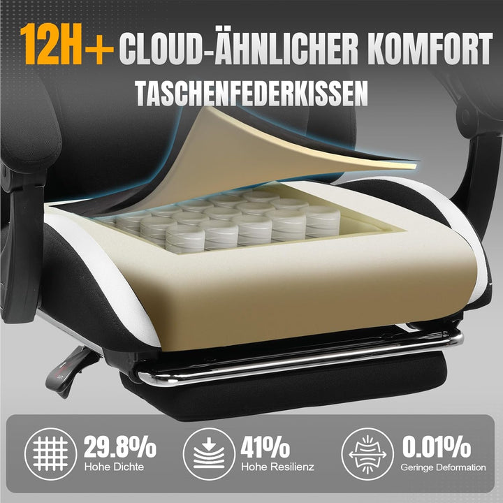 GTPLAYER Gaming Stuhl, Gamer Stuhl, Atmungsaktiver Bürostuhl aus Hochwertigem Stoff, Ergonomischer P