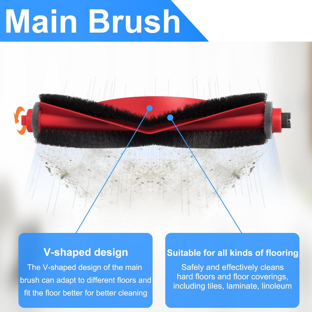 Zubehörset für Roborock Q10 S5 / Q10 S5+ Roboterstaubsauger, Ersatzteile enthalten 1 Hauptbürste, 4