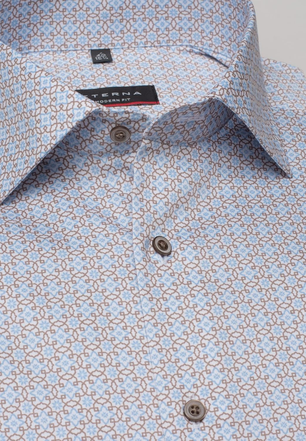 eterna Modern Fit Businesshemd Langarm New Kent Kragen Muster blau Grösse 39