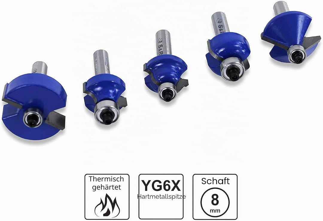 S&amp;R Hochleistungs Fräser-Set 12-tlg, Holzfräser in Industrie-Qualität für hartes und weiches Holz mi