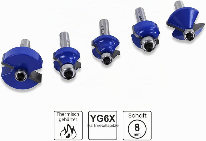 S&amp;R Hochleistungs Fräser-Set 12-tlg, Holzfräser in Industrie-Qualität für hartes und weiches Holz mi