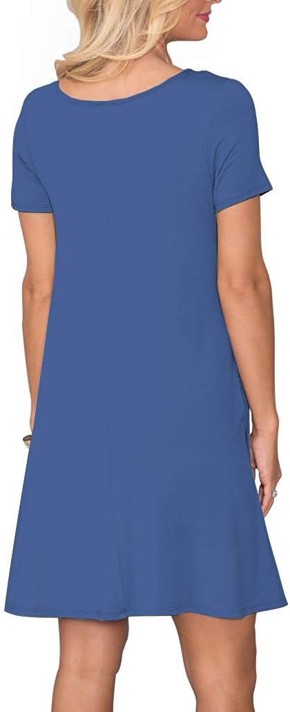 AUSELILY Damen Kleider Sommer Kurzarm Shirtkleider Kurz Sommerkleider Leicht Freizeitkleid mit Tasch