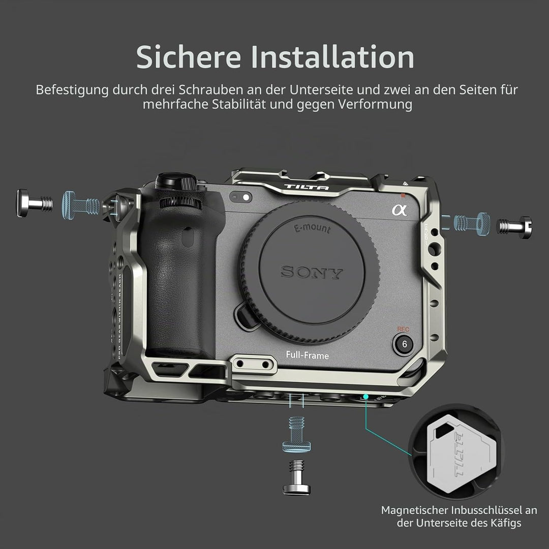 Tilta FX3 FX30 Cage, kompletter Kamerakäfig, kompatibel mit Sony FX3/FX30 Pro Kit mit HDMI-Kabelklem