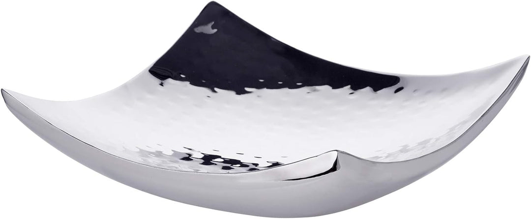 EDZARD Schale Dallas (19 x 19 cm) quadratisch, Edelstahl gehämmert hochglanzpoliert, Dekoschale, Obs