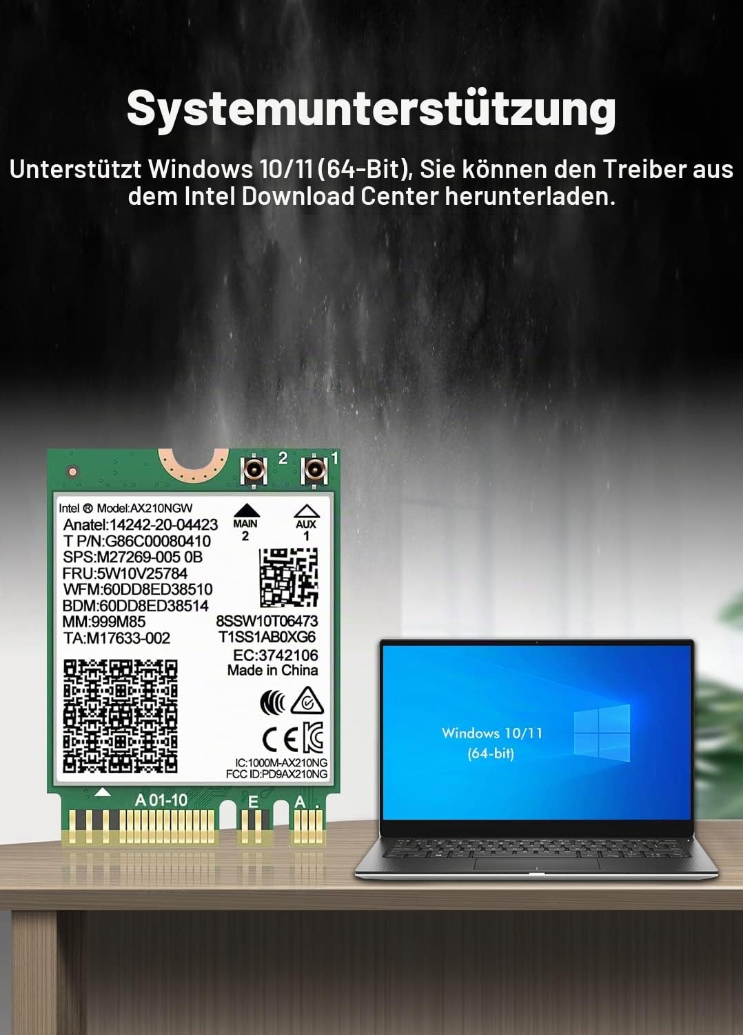 WiFi 6E Wireless Karte Intel AX210 NGW Bluetooth 5.2 Tri-Band 5400Mbps Netzwerk Adapter für Laptop U