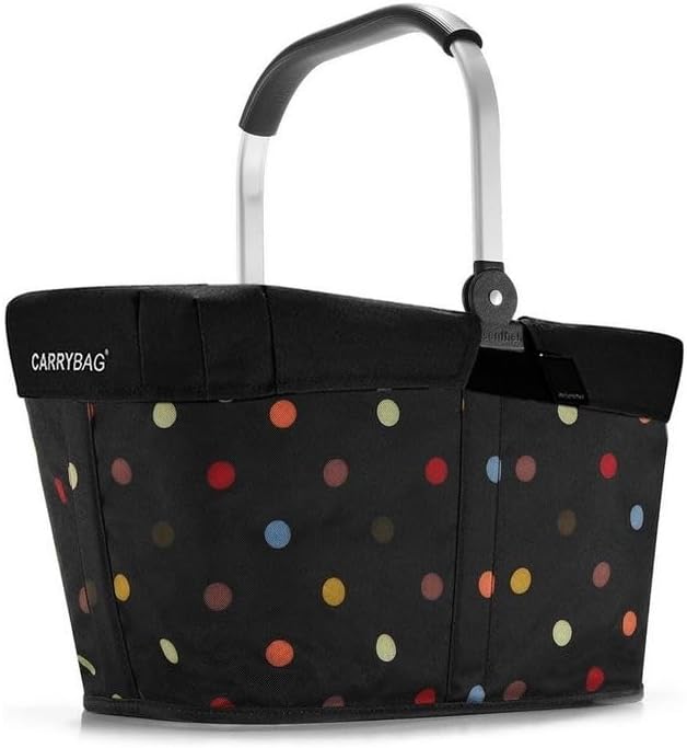 reisenthel carrybag Frame dots + Cover Black - Stabiler Einkaufskorb mit passendem Cover und praktis