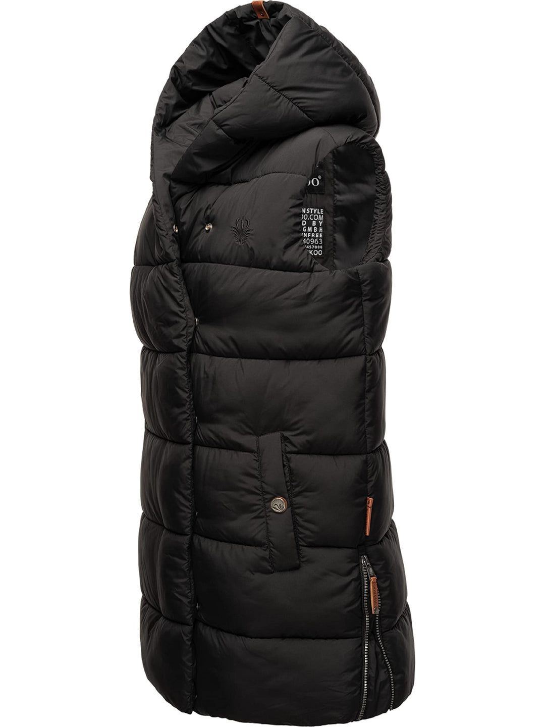 Navahoo warme Damen Winter Steppweste lang mit Kapuze Madilynaa XS-XXL XXL Schwarz, XXL Schwarz