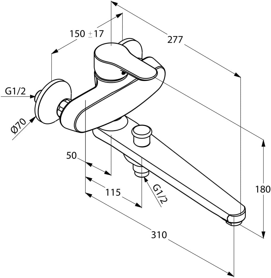 Kludi 324910575 Objekta Spezial Wannenfüll- und Brause-Einhandmischer, chrom