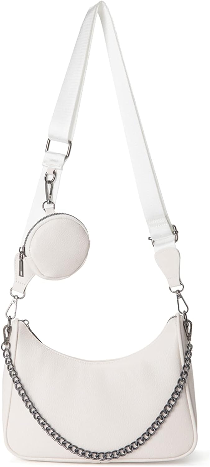 myfriday Schultertasche für Damen Hobo Crossbody Bag Umhängetasche PU-Leder Handtasche mit Kleine Mü