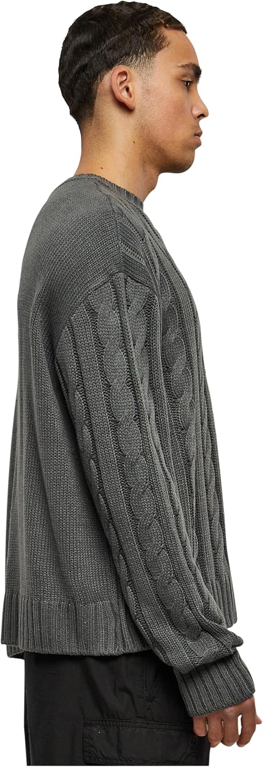 Urban Classics Boxy Sweater, legerer einfarbiger oversize Männer Strickpullover mit Zopfmuster, erhä