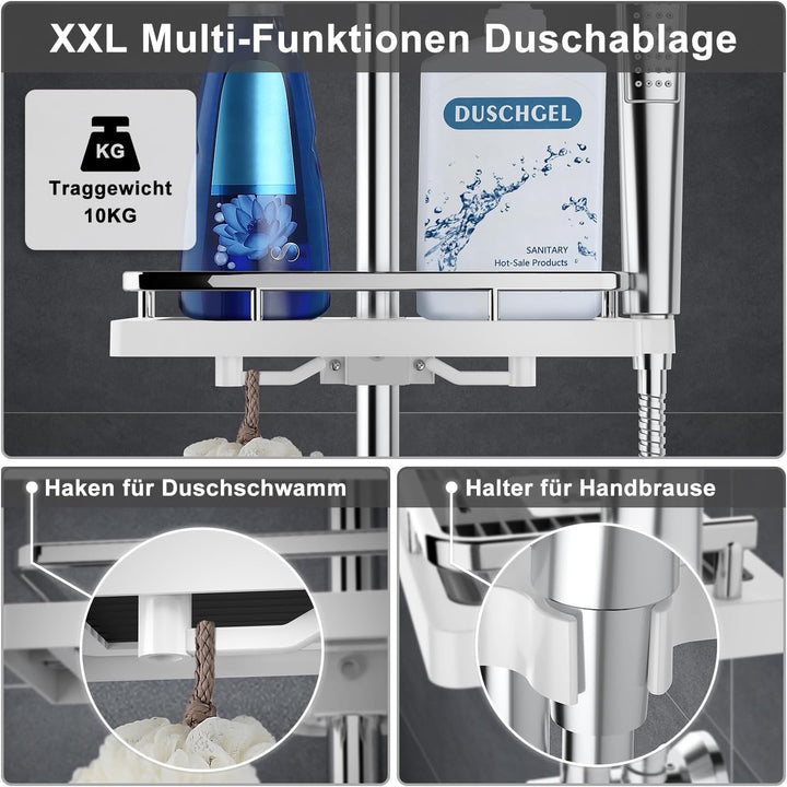 Görbach Regendusche Duschset Duschsystem mit Ablage Chrom Wassersparend ohne Duscharmatur (D20) YT-D